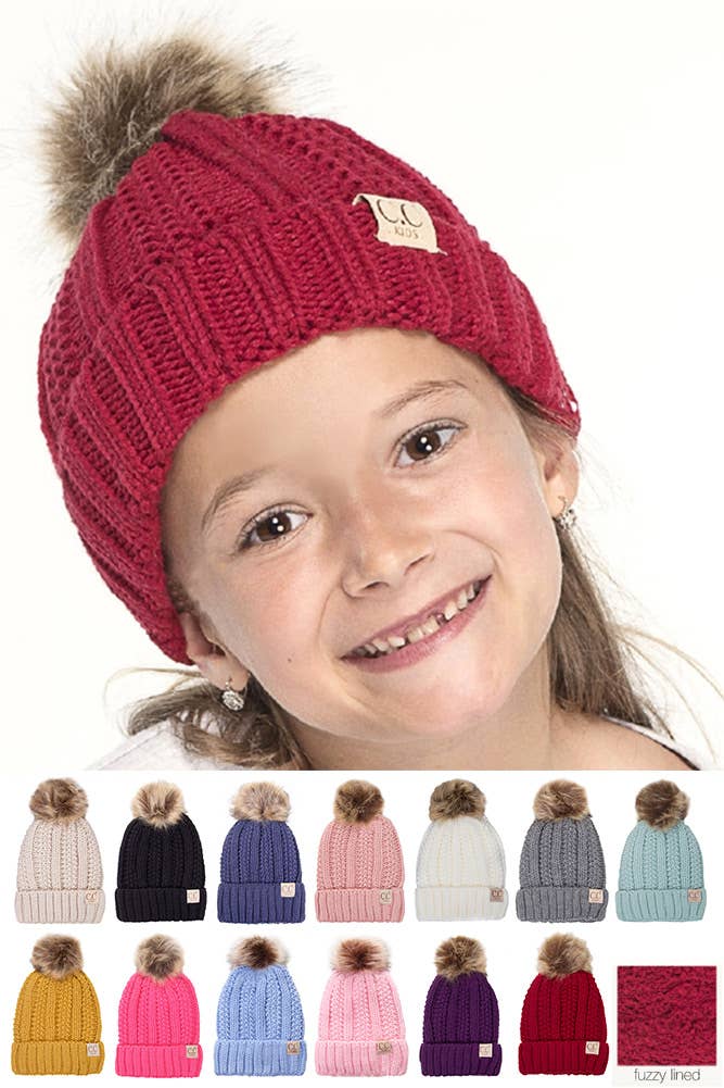 CC Kids Solid Color Lining Beanie: Ivory