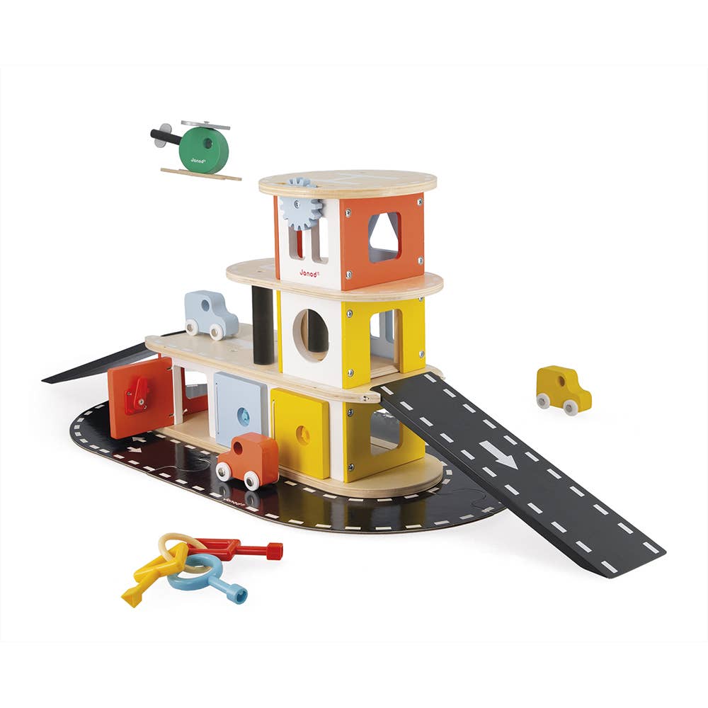 Bolid | Garage | Wooden toy | 4 vehicles included