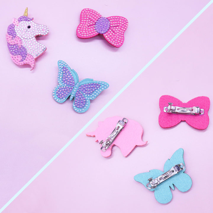 Unicorn/Butterfly/Bow Interchangeable Rhinestone Charm Headband and Hair Clips