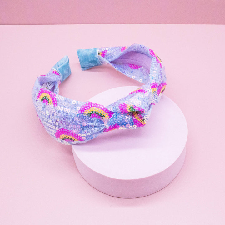 Kids Sequin Knot Headband - Rainbow: Pink