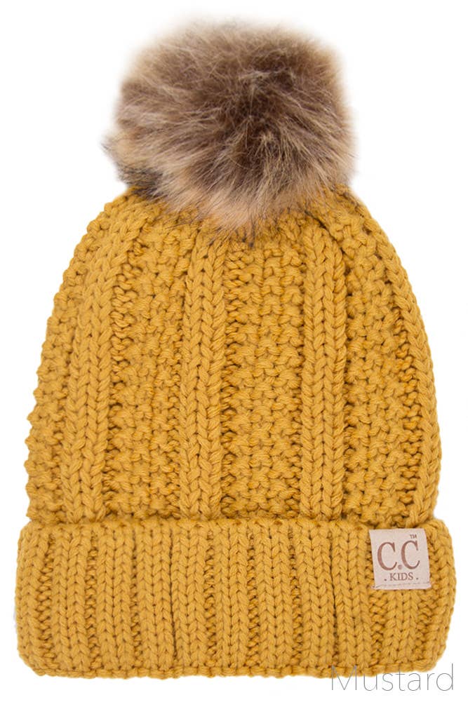 CC Kids Solid Color Lining Beanie: Ivory