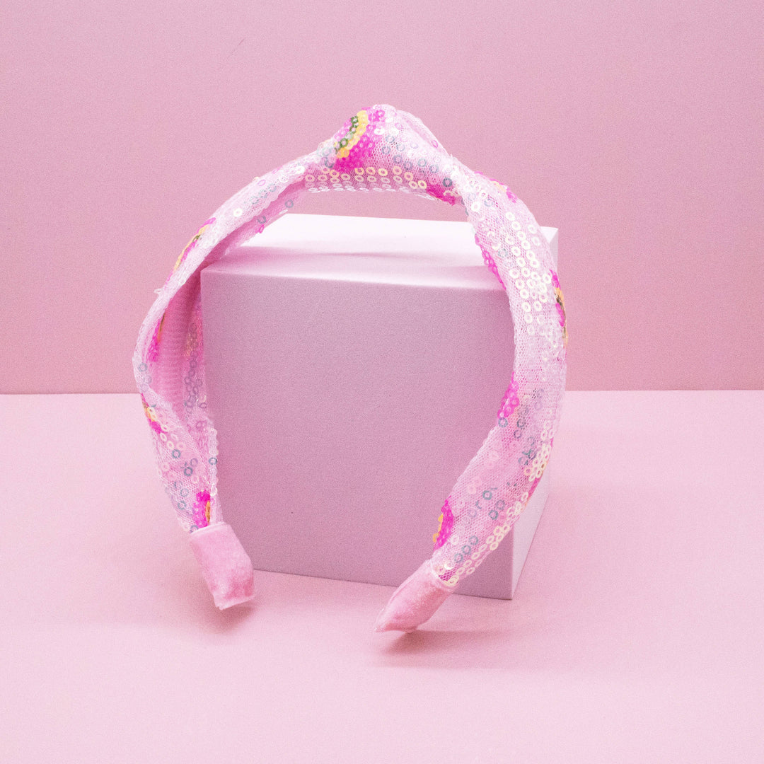 Kids Sequin Knot Headband - Rainbow: Pink