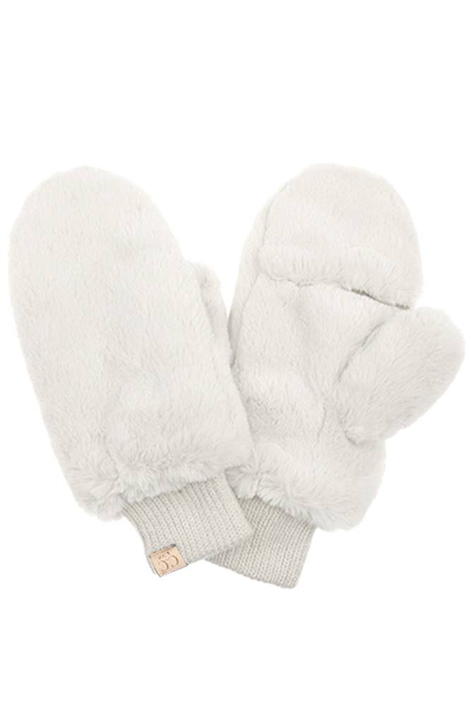 C.C Kids Faux Fur Convertible Mitten Glove: Hot Pink