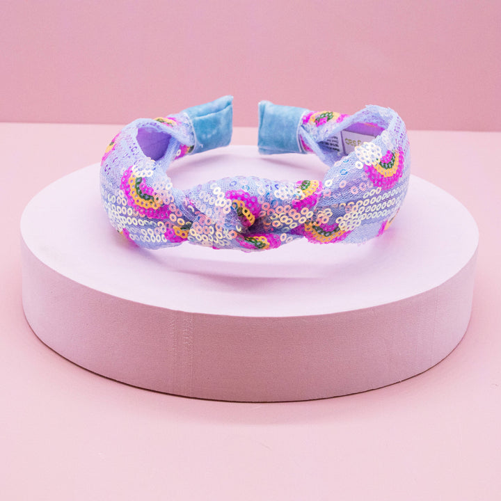 Kids Sequin Knot Headband - Rainbow: Pink