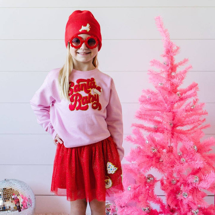 Santa Baby Patch Christmas Sweatshirt - Kids Holiday: 7/8Y