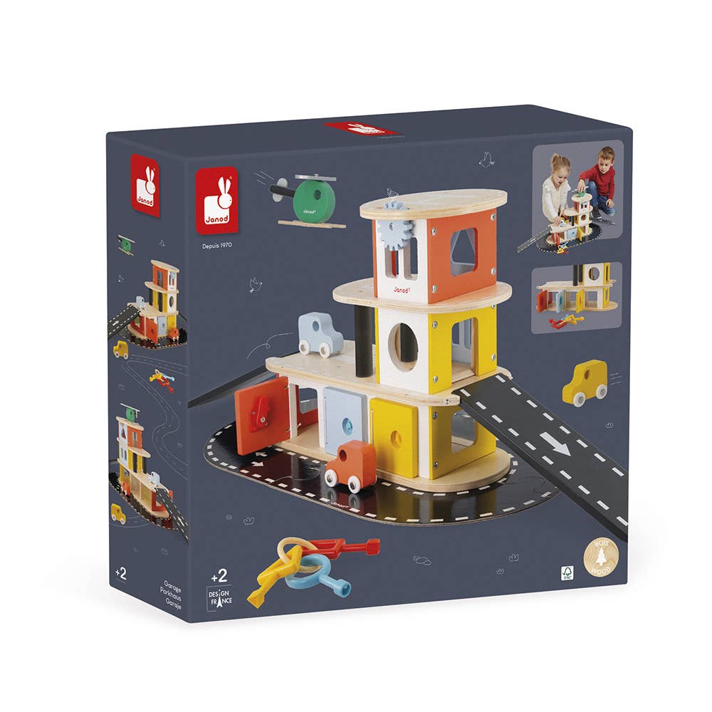 Bolid | Garage | Wooden toy | 4 vehicles included