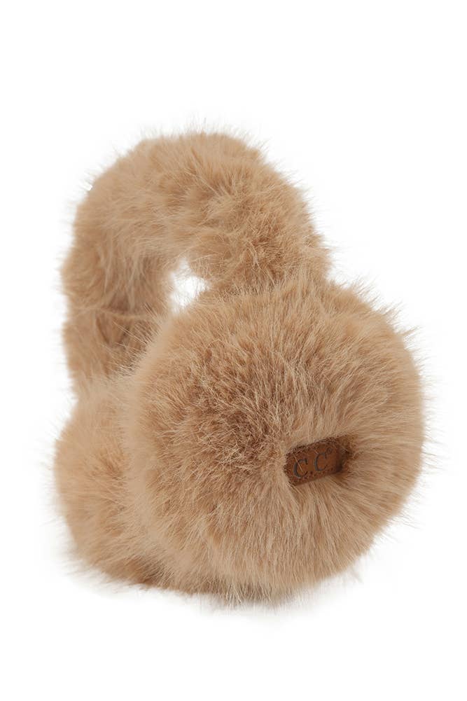 C.C Solid Long Fur Winter Ear Muff Ear Warmer: Rose