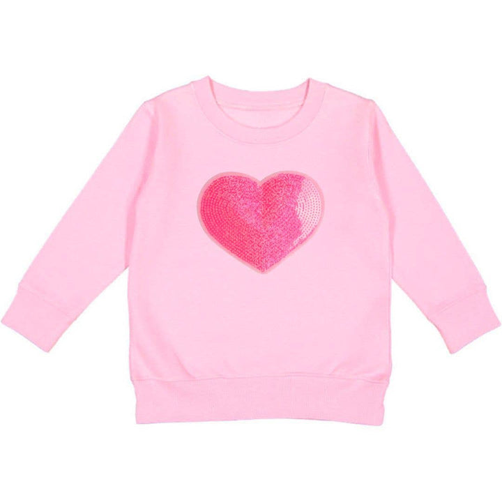 Heart Sequin Patch Valentine's Day Sweatshirt - Pink - Kids: 5/6Y