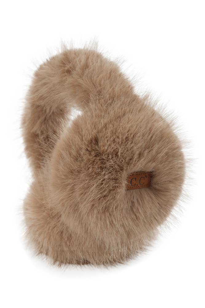 C.C Solid Long Fur Winter Ear Muff Ear Warmer: Rose