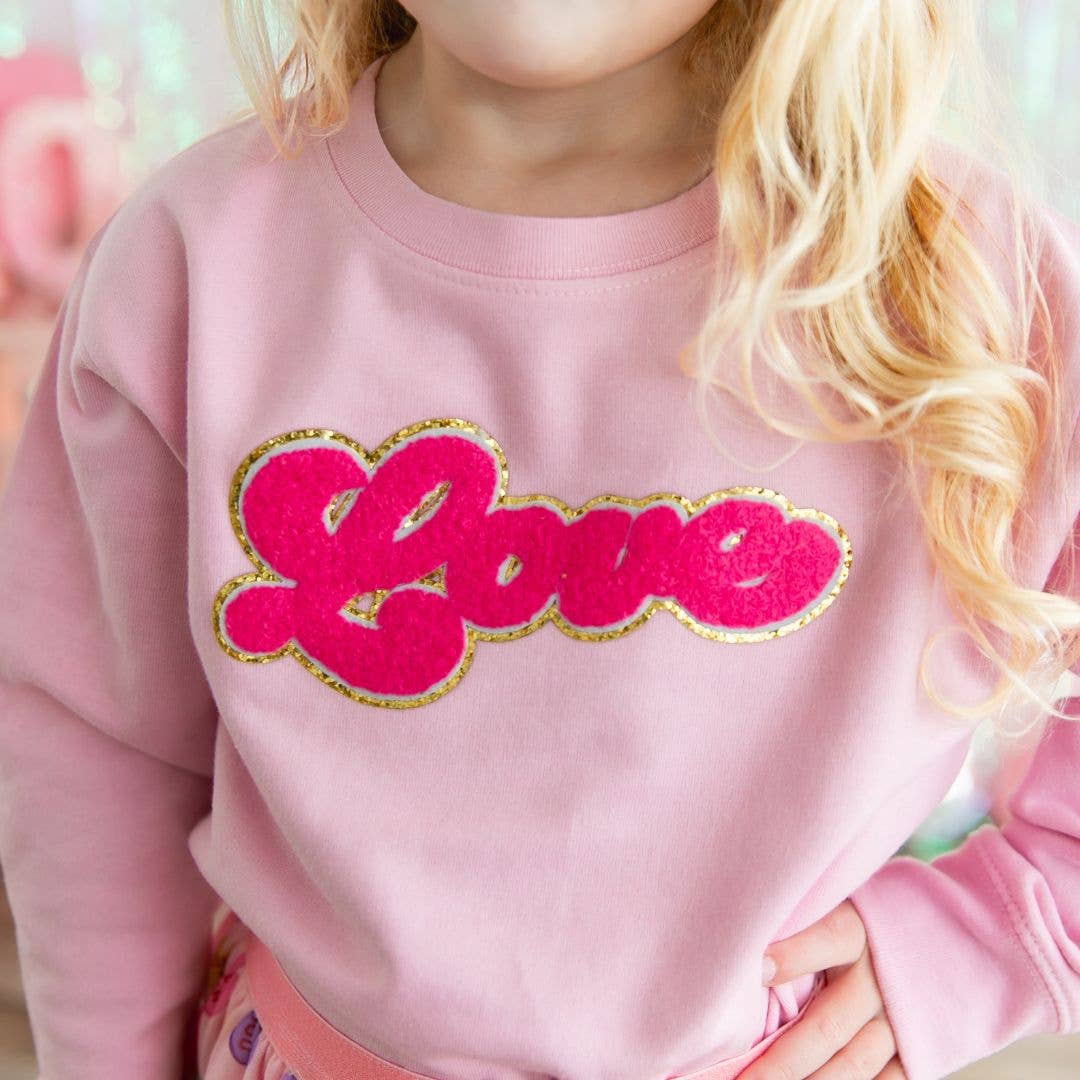 Love Script Patch Valentine s Day Sweatshirt Kids Crewneck 3T