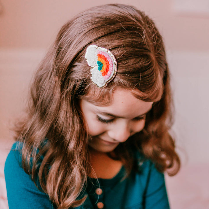 Chenille Rainbow/Heart/Star InterchangeableHeadband and Hair Clips