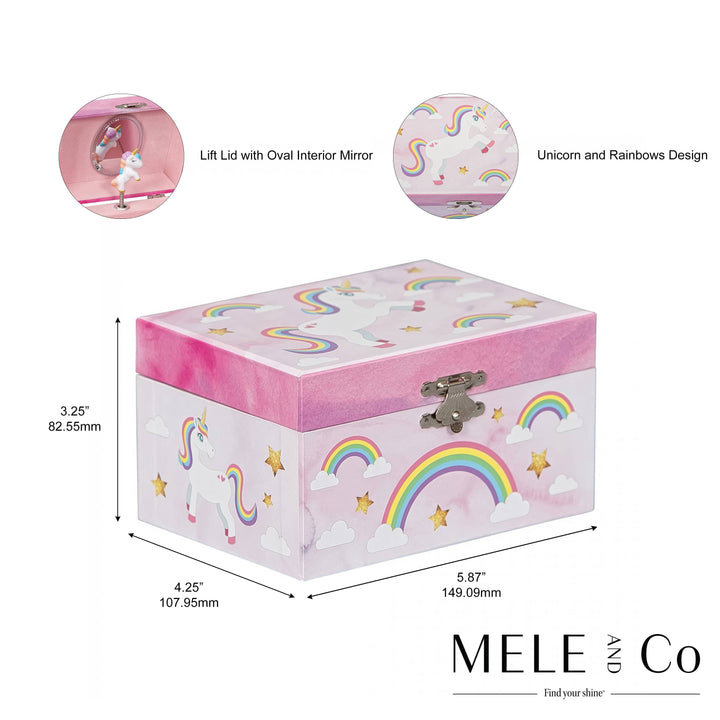 Mele and Co Skylar Girls Musical Unicorn Jewelry Box: Pink / Waltz of the Flowers / Girls Musical Unicorn Jewelry Box