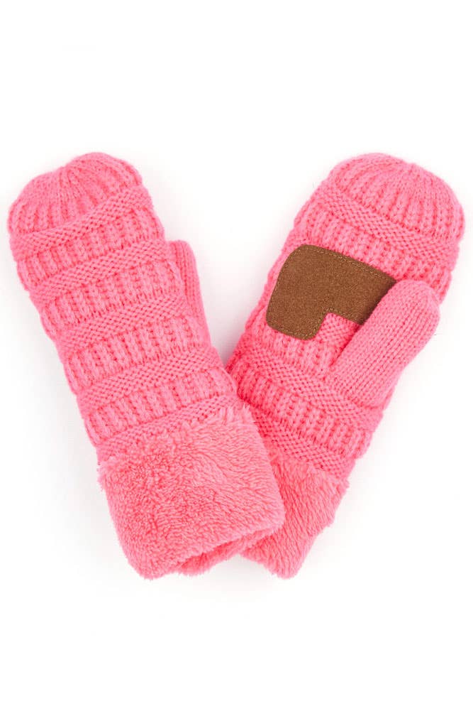 C.C Kids solid Knitted mitten: Red