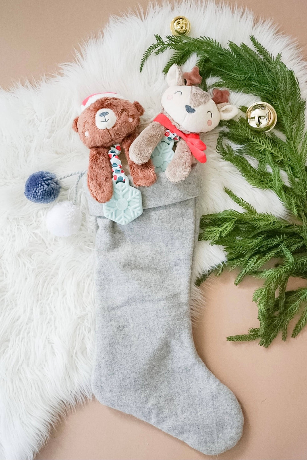 Holiday Itzy Lovey™ Plush + Teether Toy: Pink Reindeer