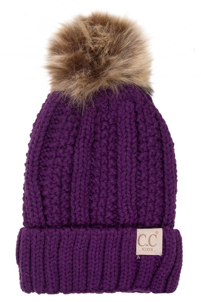 CC Kids Solid Color Lining Beanie: Ivory