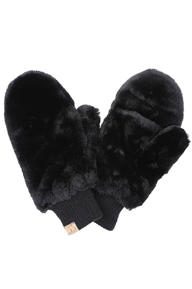 C.C Kids Faux Fur Convertible Mitten Glove: Hot Pink