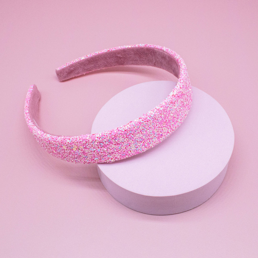 Tapered Chunky Glitter Headband: Pink