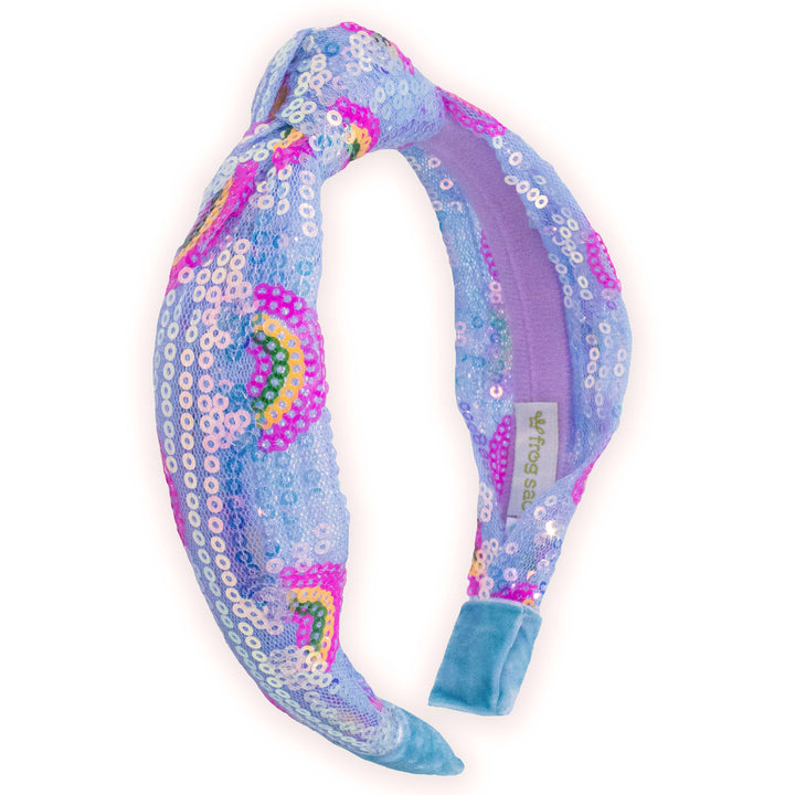 Kids Sequin Knot Headband - Rainbow: Pink