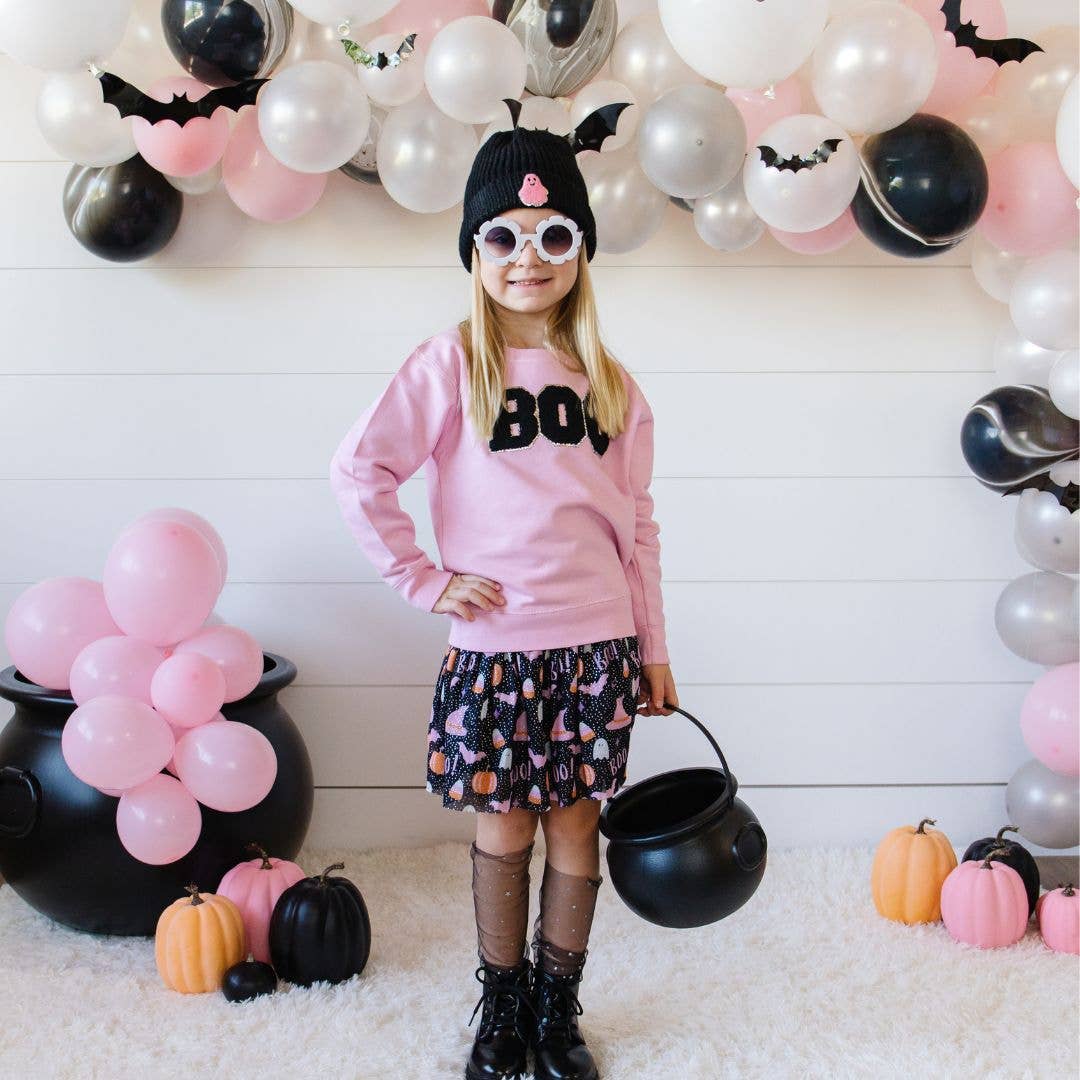 Boo Patch Halloween Sweatshirt - Pink: 4T