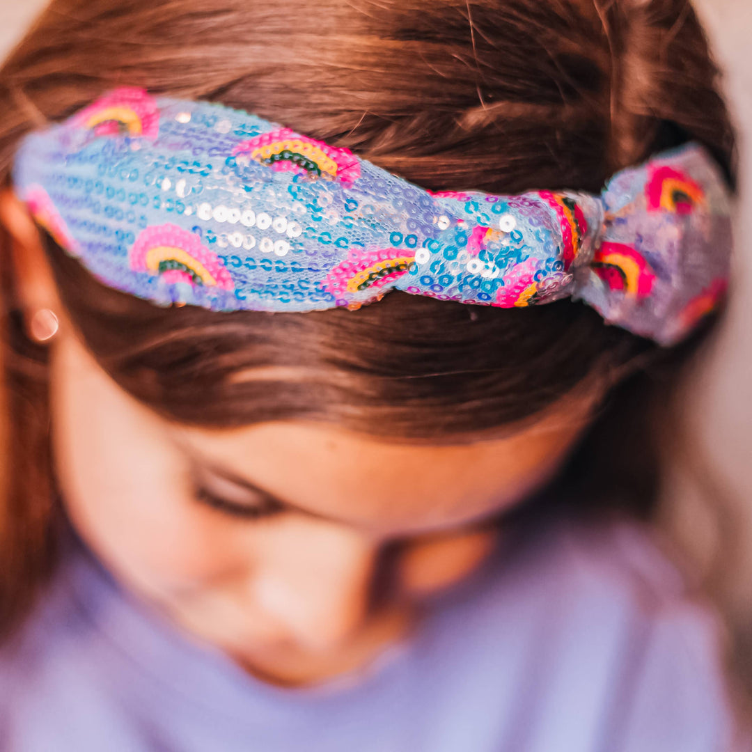 Kids Sequin Knot Headband - Rainbow: Pink