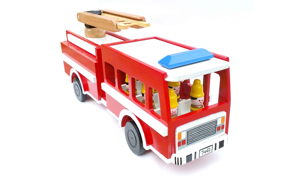 Wooden Engine One Fire Truck with Firefighters