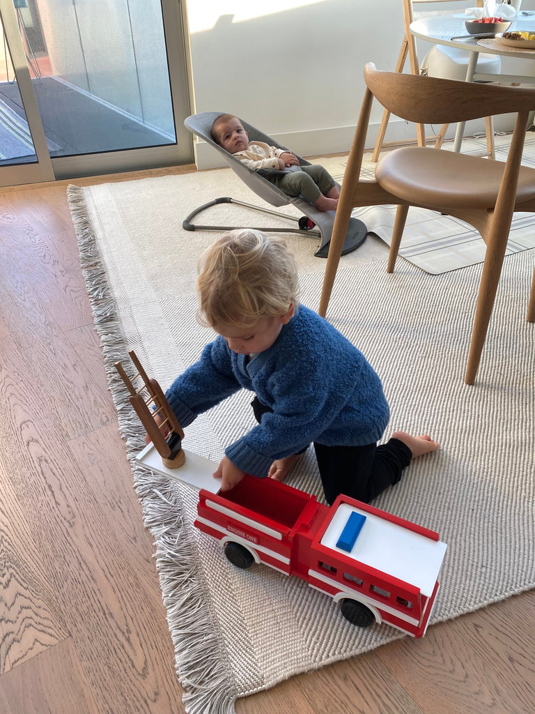 Wooden Engine One Fire Truck with Firefighters