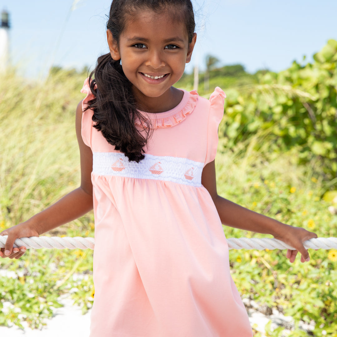 Set Sail Smocked Dress-Just Peachy