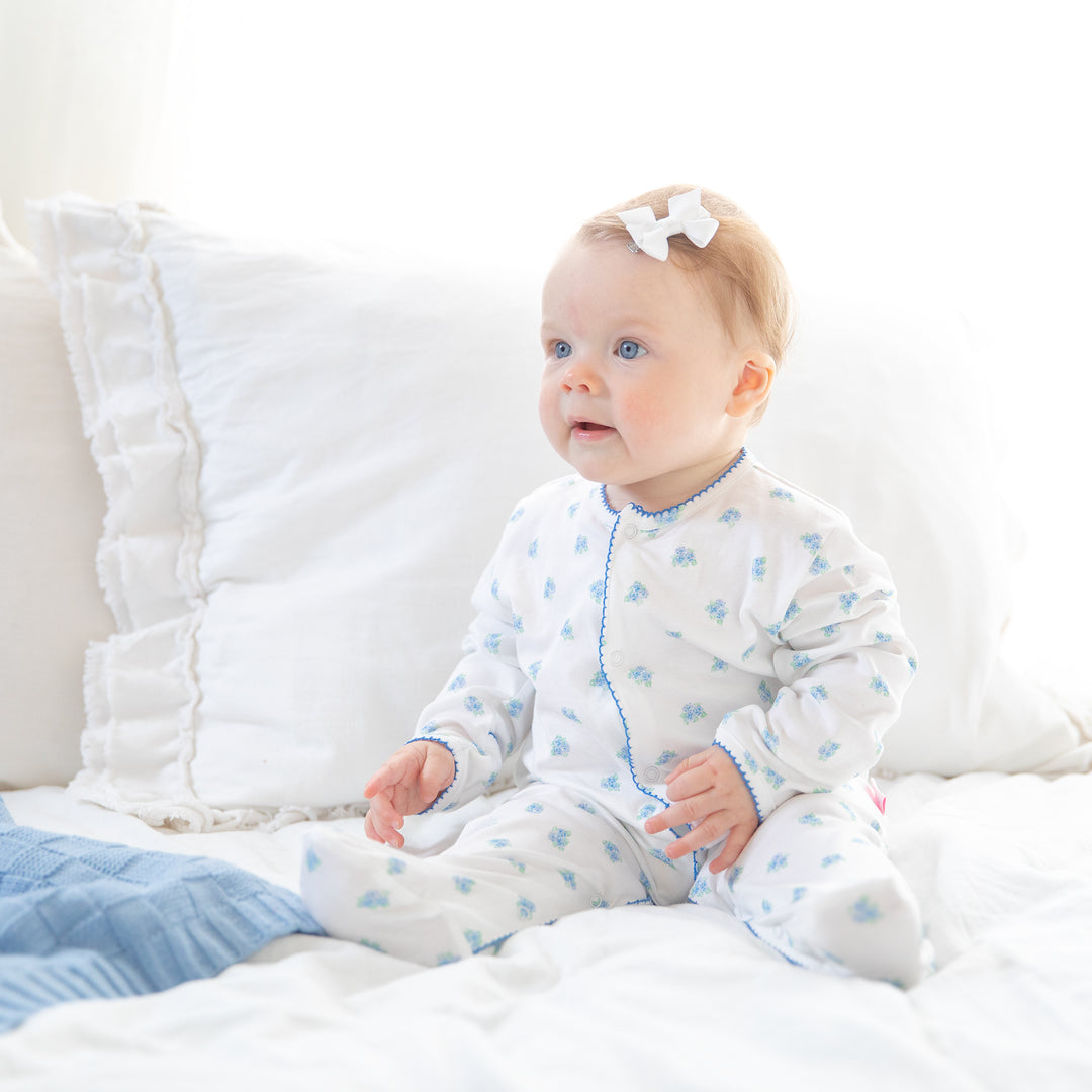 Hydrangeas In Bloom Pima Footed Romper