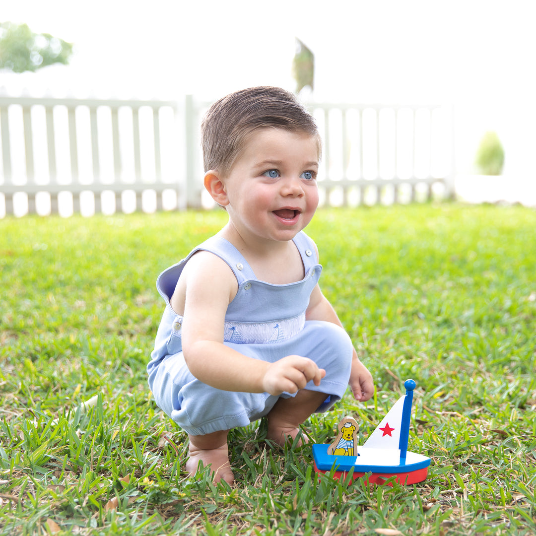 Tradewinds Smocked Pima Overalls-Chatham Bars Blue