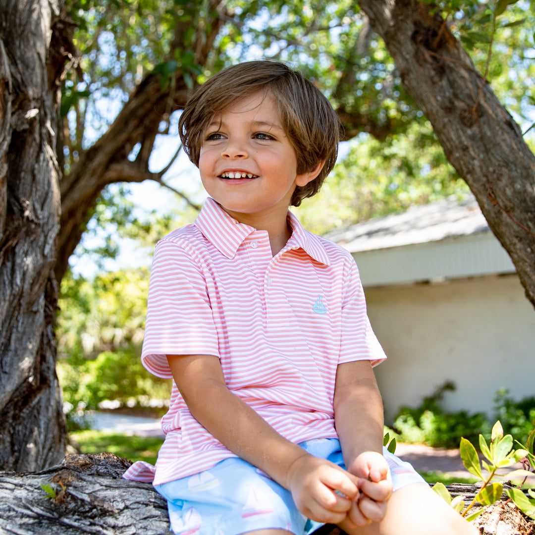 Set Sail Striped Pima Polo-Just Peachy