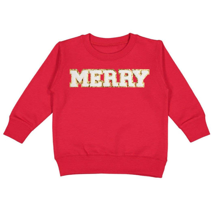 Merry Patch Christmas Sweatshirt - Kids Holiday Sweatshirt: 2T