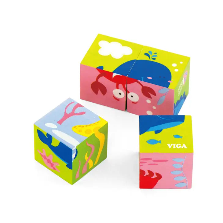 Viga 6-Side Cube Puzzle - Sea & Insect