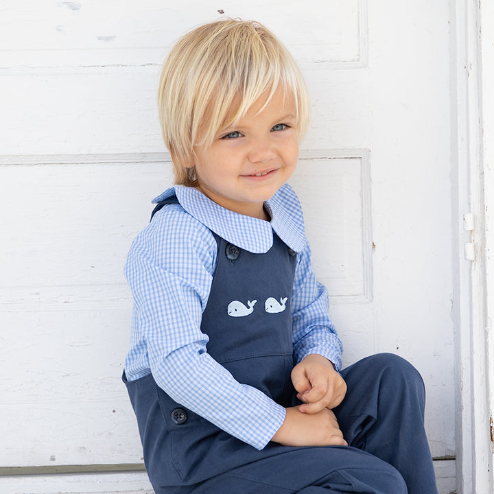 Peter Pan Collar Shirt-Chatham Bars Blue Gingham