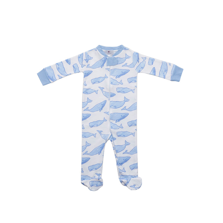 Watercolor Whales 1-Piece Pima Footie