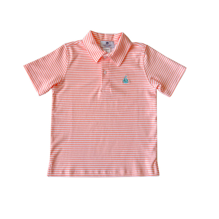 Set Sail Striped Pima Polo-Just Peachy