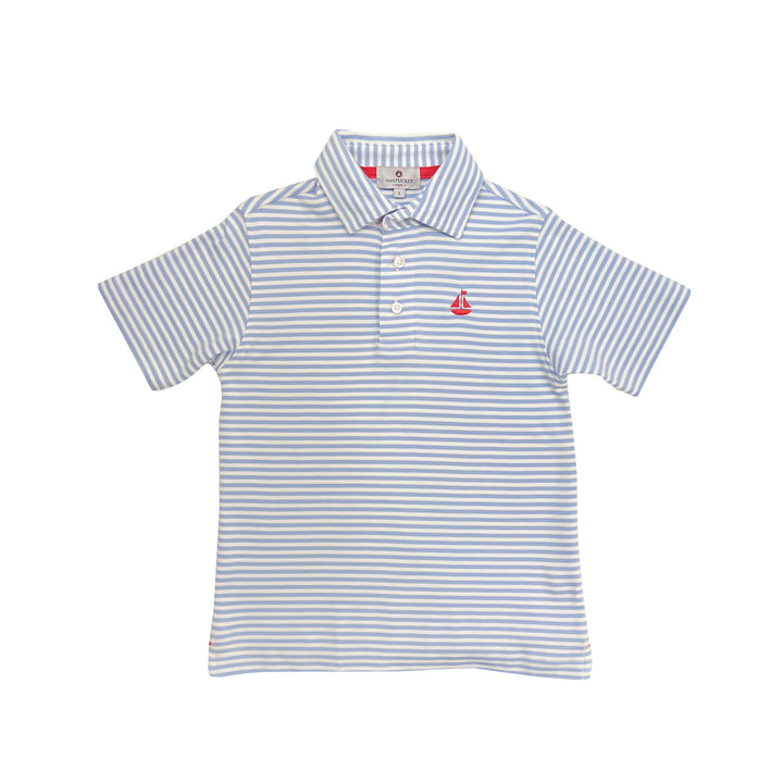 Set Sail Pima Polo-Wedgewood Blue Stripe