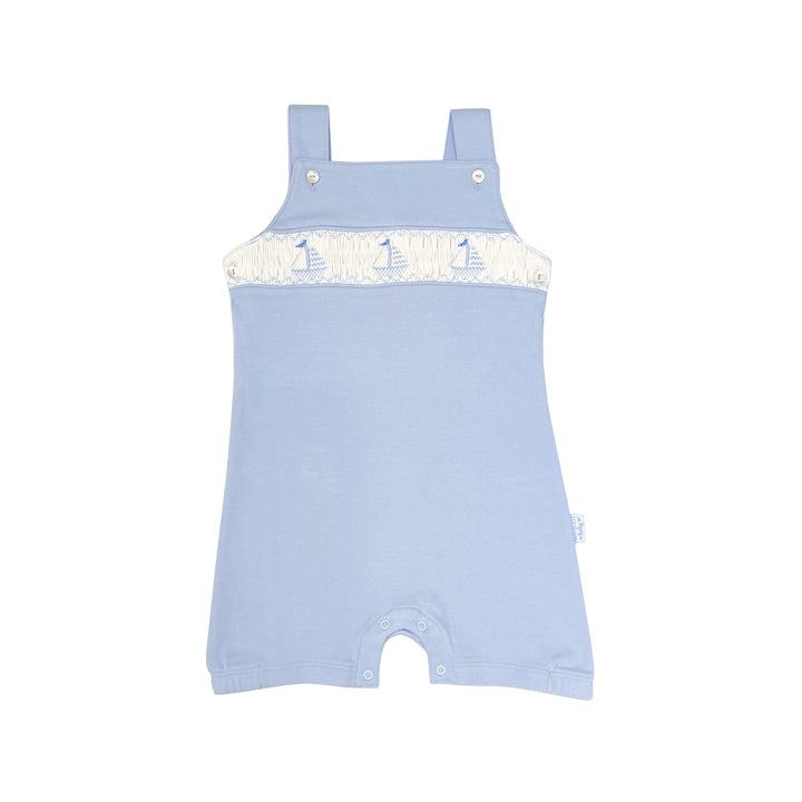 Tradewinds Smocked Pima Overalls-Chatham Bars Blue