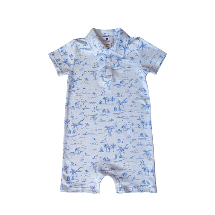 Portside Pima Romper-Tide Toile