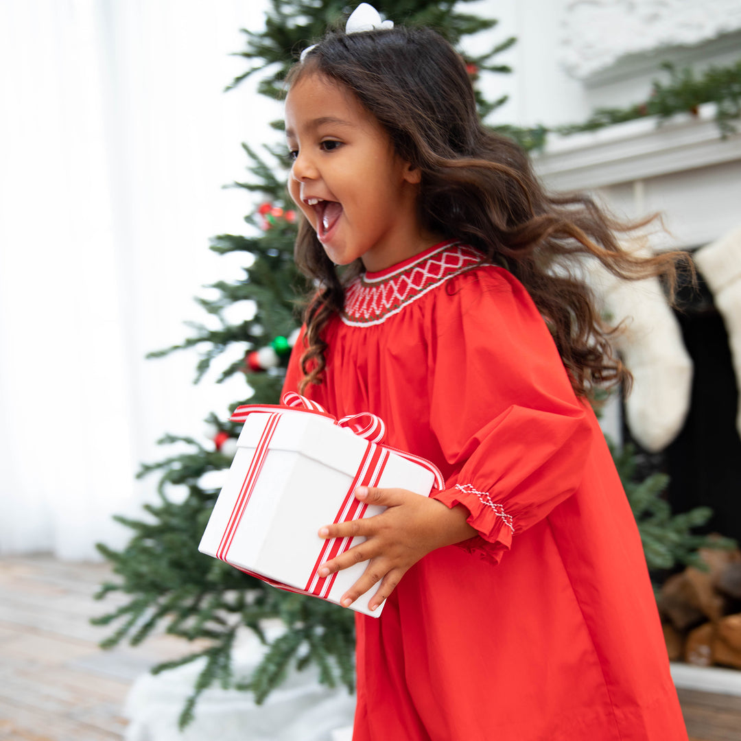 Karlie Smocked Dress-Royal Red