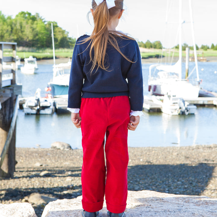 Pretty Prep Pants-Royal Red Corduroy