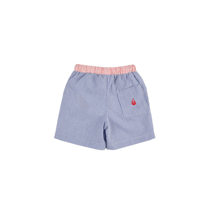 Regatta Swim Trunks-Nautical Navy and Royal Red Seersucker