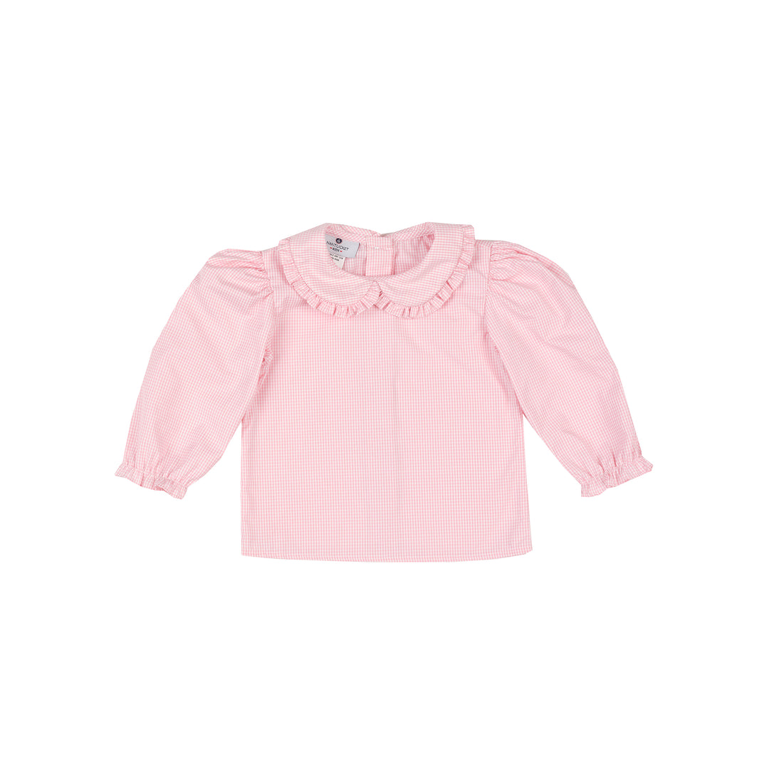 Georgette Gingham Blouse-Pink Peony