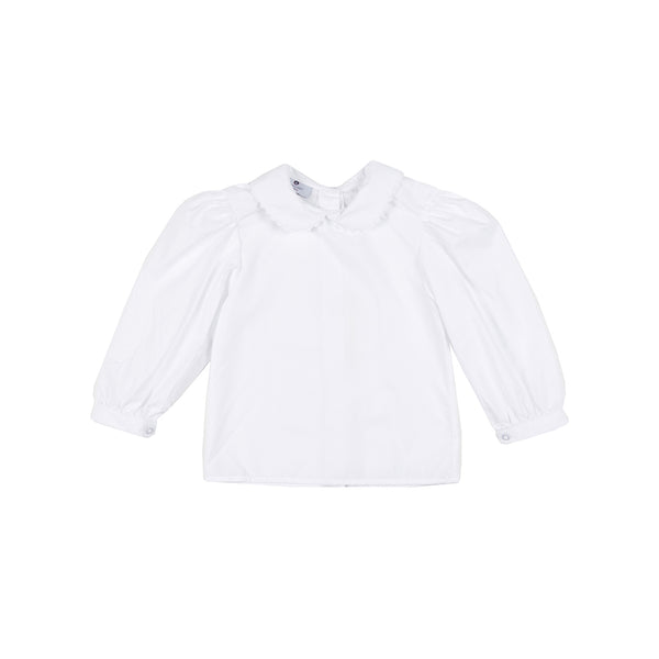 Georgette Blouse-Classic White with Ric Rac Trim - Nantucket Kids