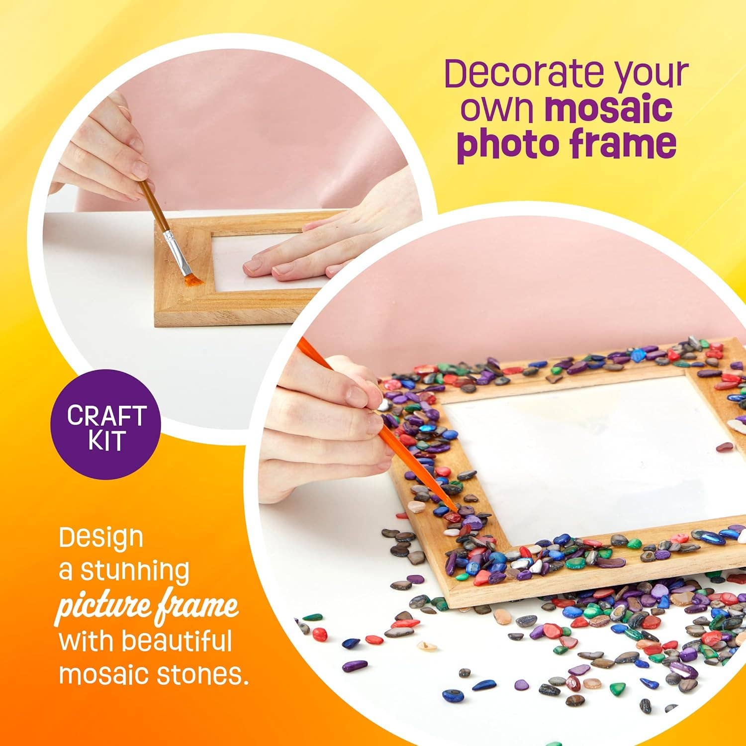 DIY Mosaic Mermaid Picture Frames, Arts & Crafts 4x6 Picture Frame DIY Kit, Suitable for 4 5 6 7 8 9 10 11 12 Year Old Boys Girls Gift, Colorful