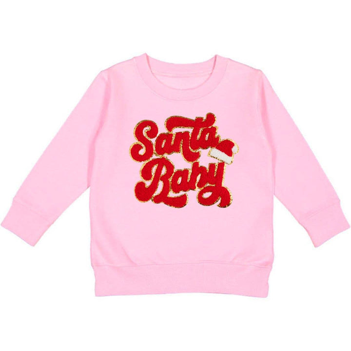 Santa Baby Patch Christmas Sweatshirt - Kids Holiday: 7/8Y